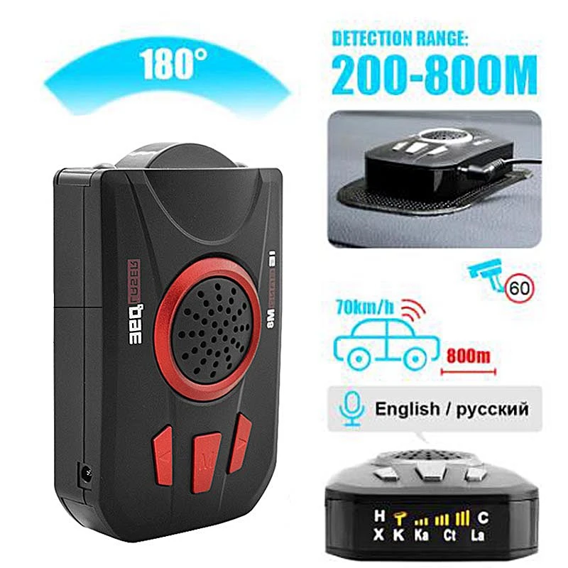 

M8-Radar Detector Automotive Alarm Security System Speedometer GPS Radar- Detector With Russian English Voice Warning
