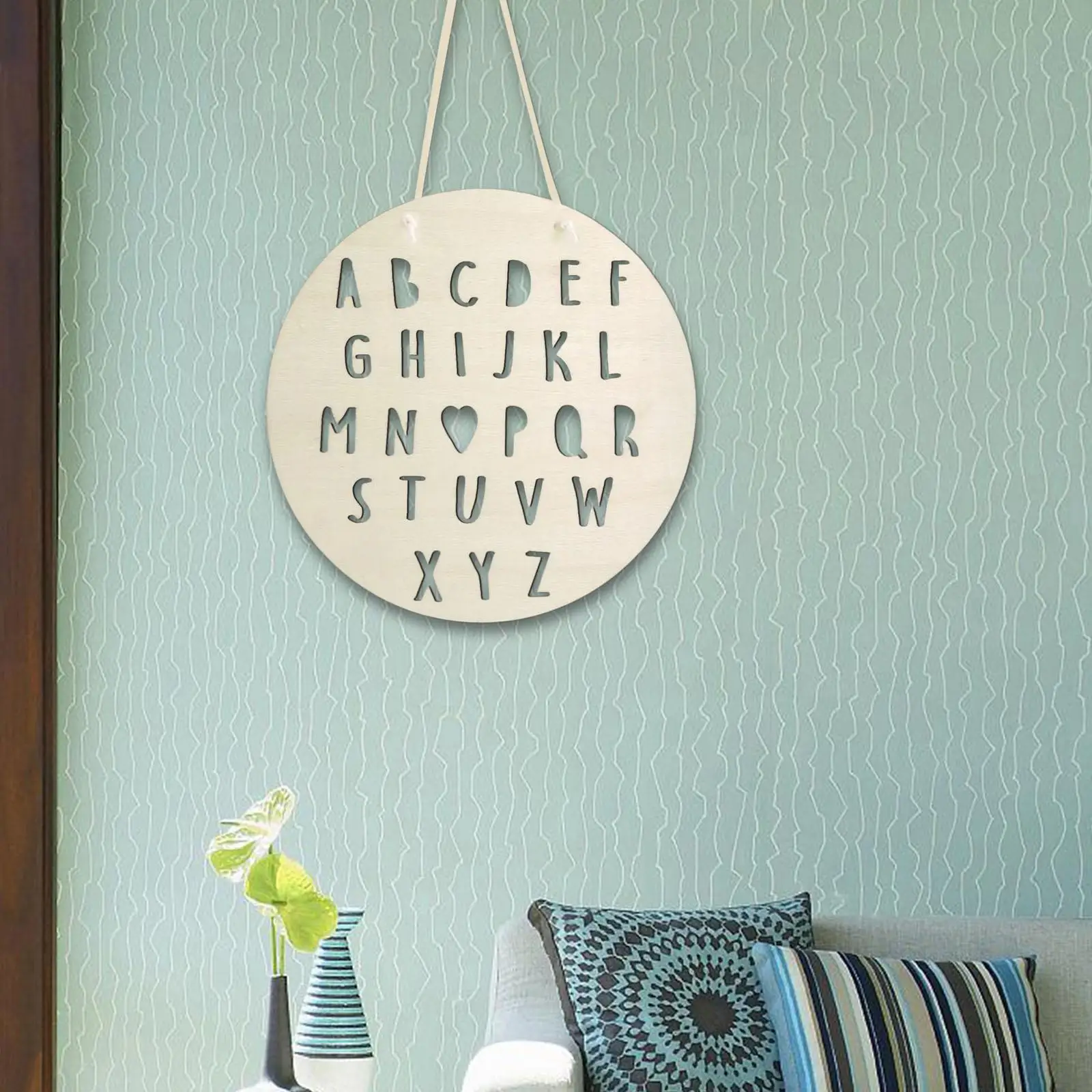 

Alphabet Letter Wooden Chips Wall Hanging Ornaments 26 Letters with Ropes Art Crafts for Kids Room Party Wedding Bedroom Decor