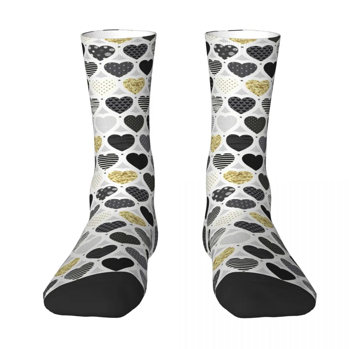 Fashionable Festive Pattern Of Different Hearts, Seamless Illustration . Adult Socks,Unisex socks,men Socks women Socks