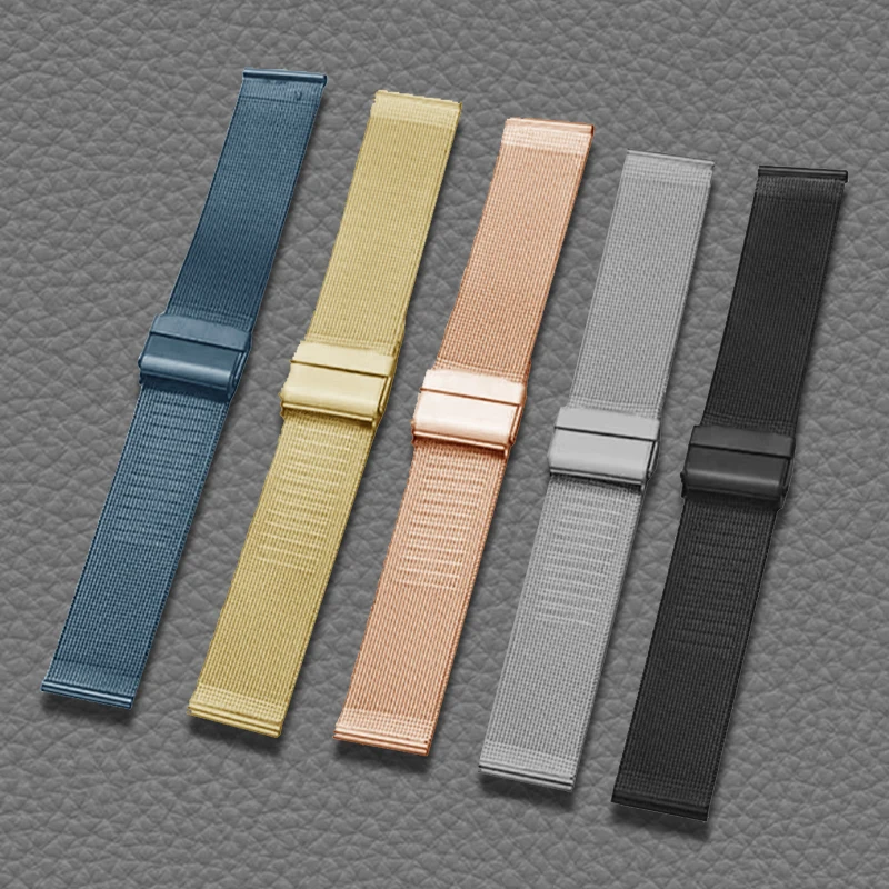 Фото Быстросъемный стальной ремешок подходит для часов DW Tissot CK Apple для мужчин и женщин, ультратонкие миланские часы из тонкого металла №1
