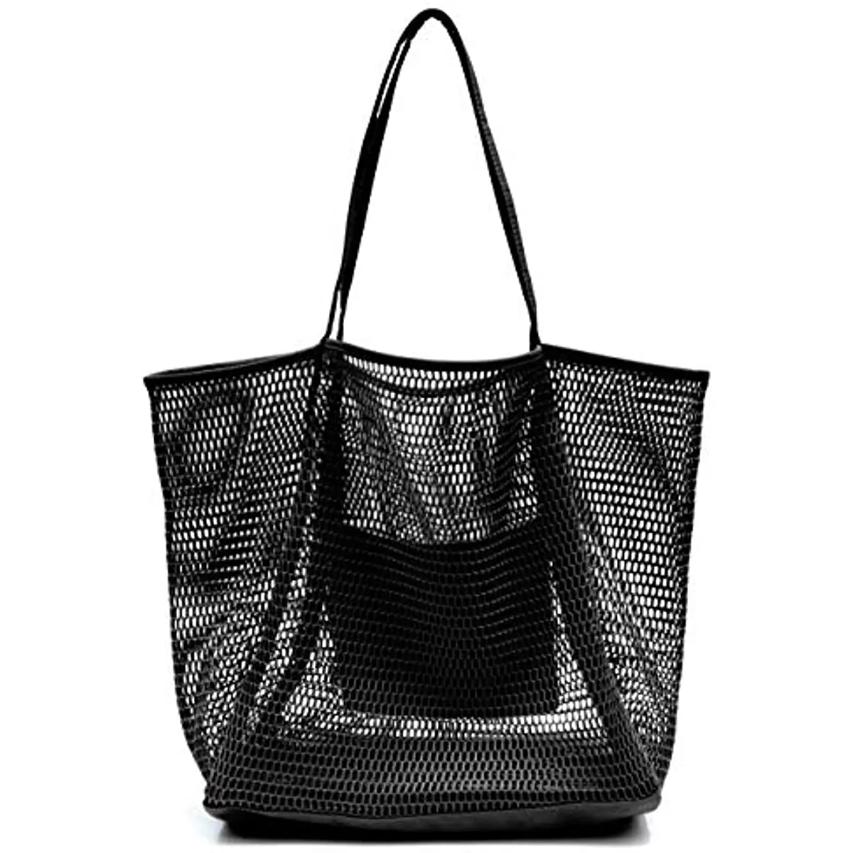 

A Variety of Color Fashion Mesh Beach Tote Bag with Shoulder Strap for Women Large Capacity Handbags Tourist Beach Seaside