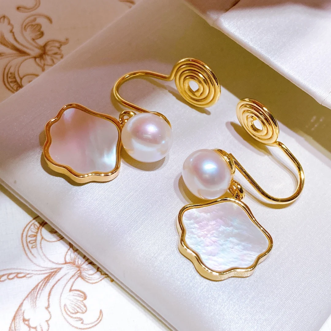 

Новый дизайн ракушки облако с пресноводным жемчугом клипса для ушей Модные женские жемчужные Ювелирные изделия Подарки