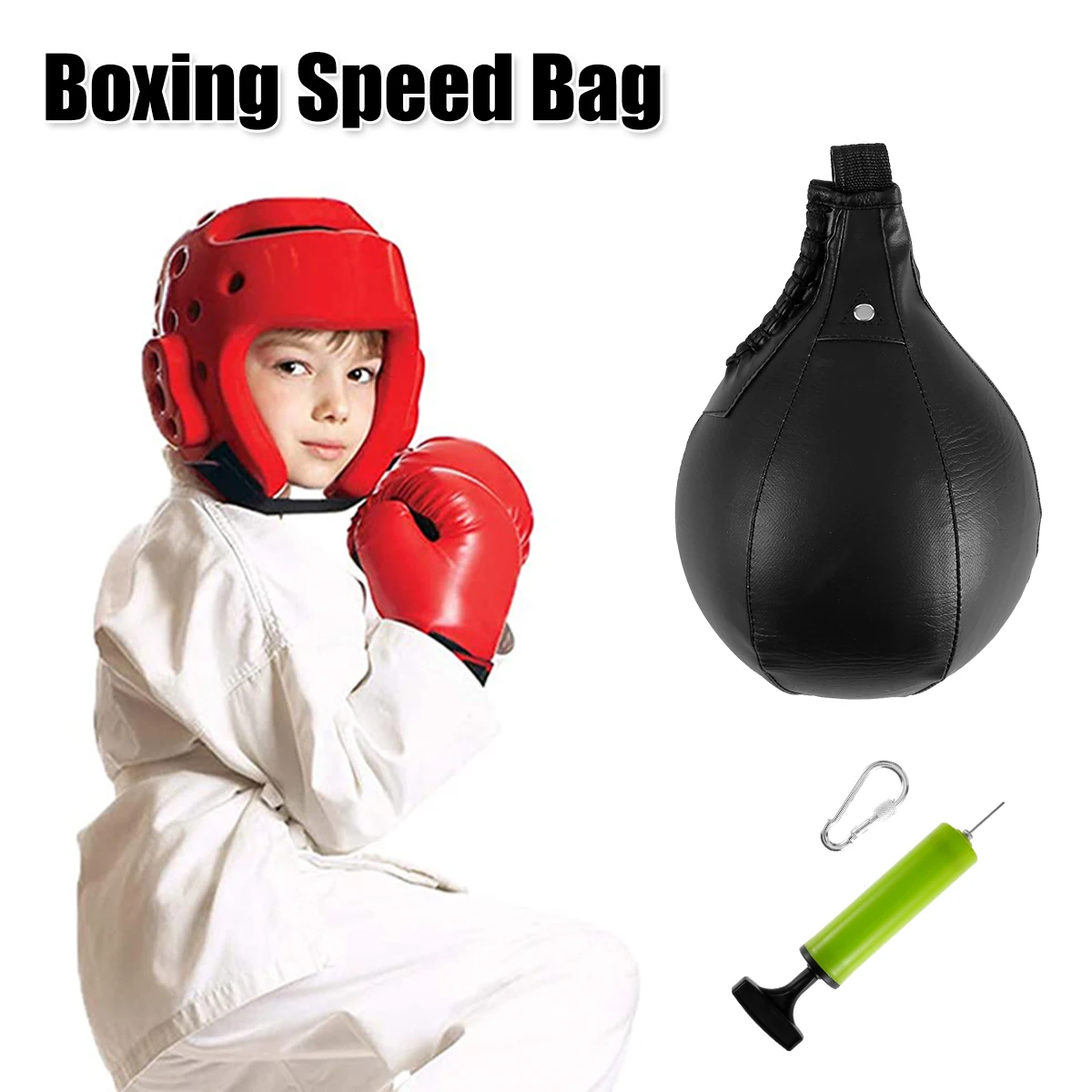 

Hanging Punch Ball PU Leather Speed Punch Ball Bag Inflatable Boxing Ball Set with Pump & Carabiner Boxing Training for Home Gym