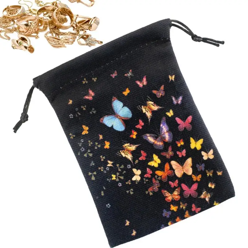 

Tarot Bags And Pouches Butterflies Print Pattern Tarot Dice Bag Velvet Tarot Bag 13x18cm Drawstring Pouch For Oracle Cards Gift