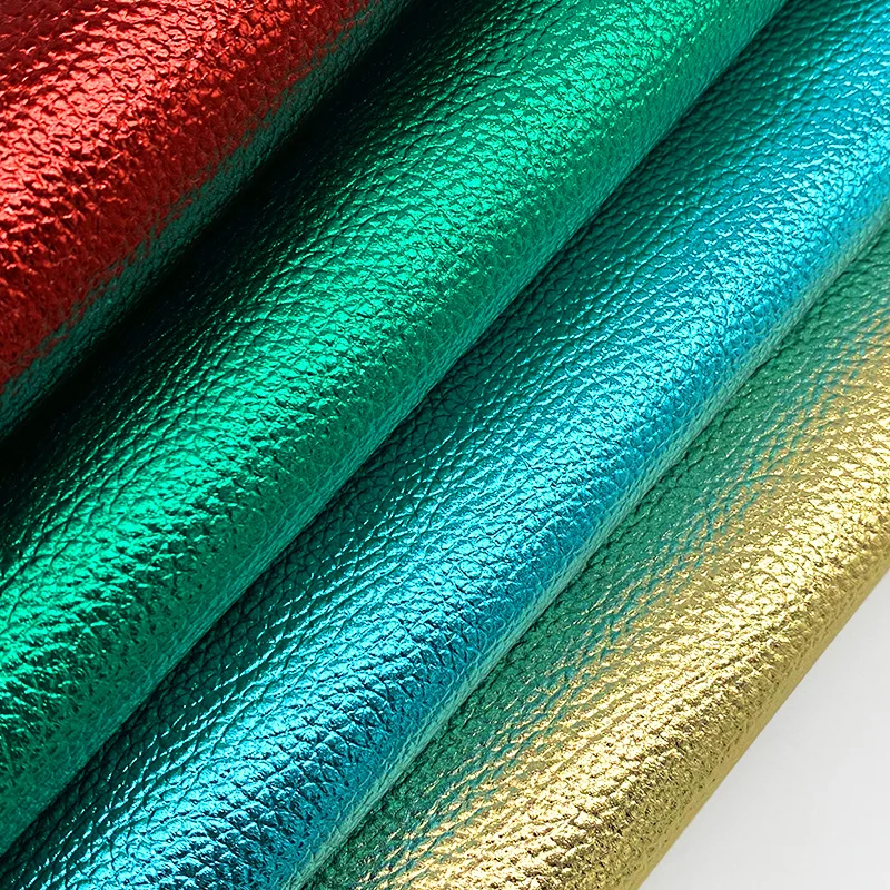 

XHT Solid Colors Metallic Litchi Grain Design PU Embossed Faux Fabric Leather Sheet for Shoe/Purse/Wallet/Earring/Craft