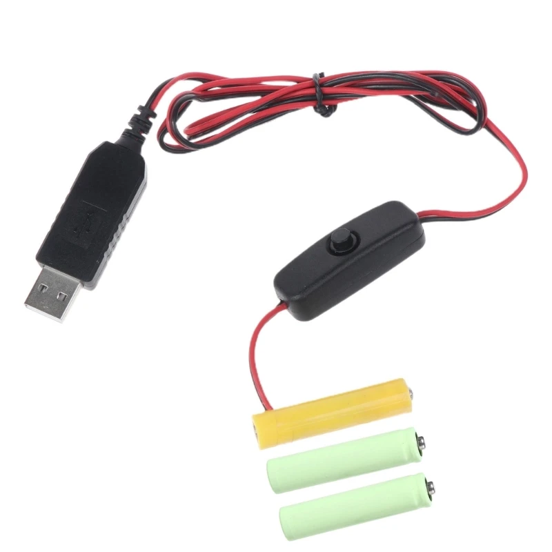 

Universal 4.5V AAA Battery Eliminator USB Power Supply Cable with Switch USB to 4.5V AAA LR3 AM4 Battery for LED Light
