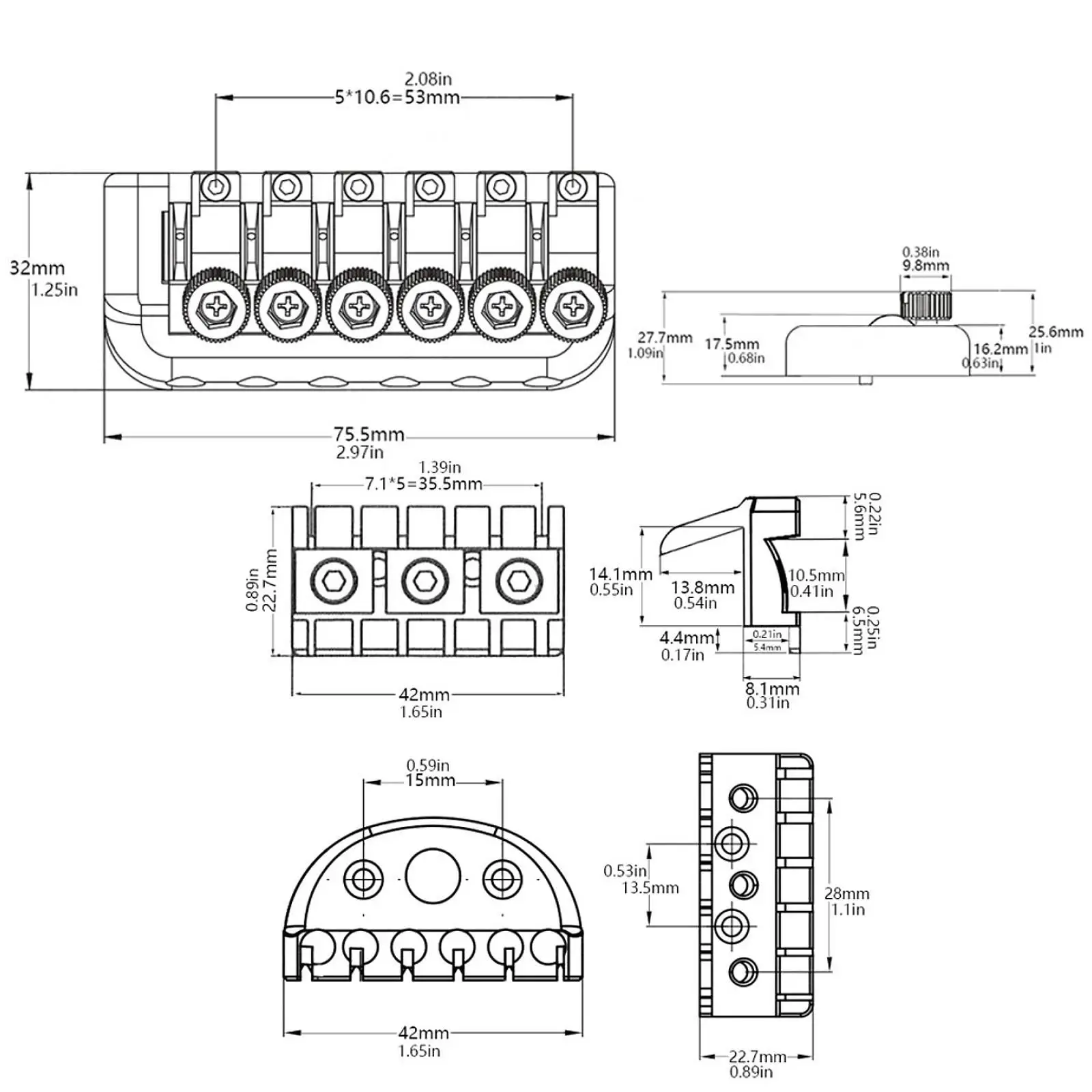 Бесголовый мостовой замок и струнный для музыкальных инструментов