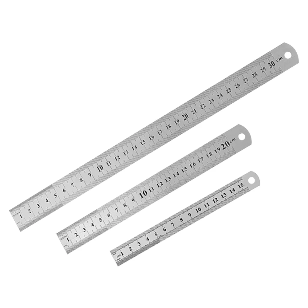 

3Pcs Straight Rulers Measuring Rulers Drawing Rulers Reusable Drawing Rulers Stainless Steel Rulers