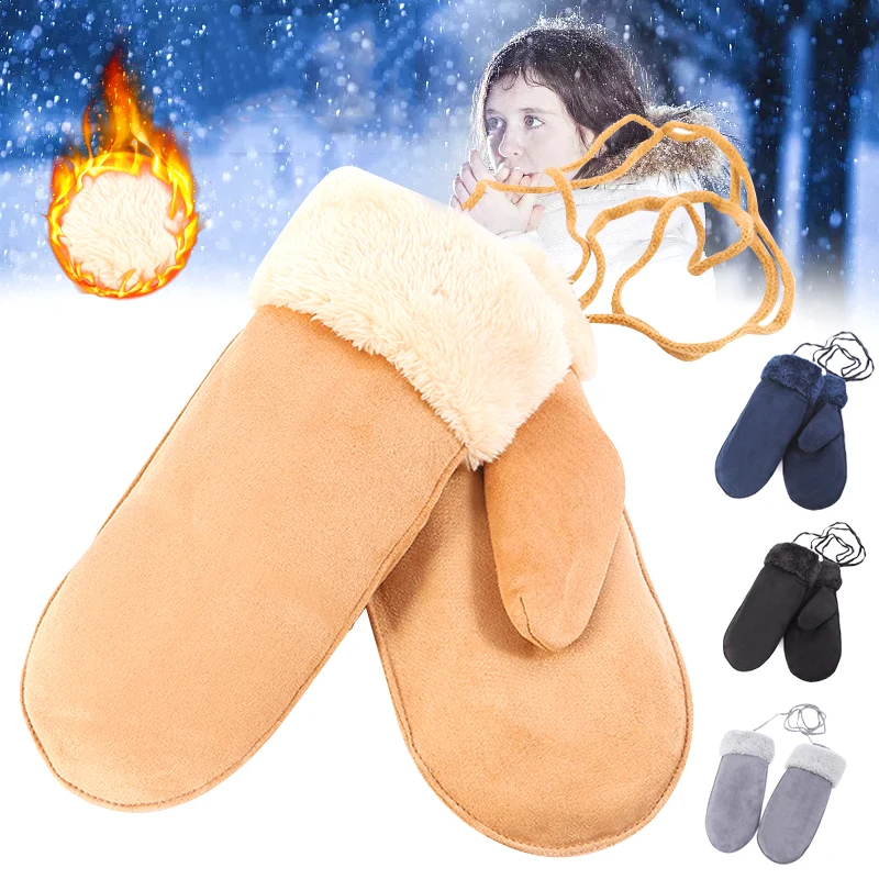 

Новые плюшевые замшевые женские бархатные перчатки из оленьей кожи с подкладкой уличные спортивные утолщенные секционные для отдыха сохраняют тепло зимой