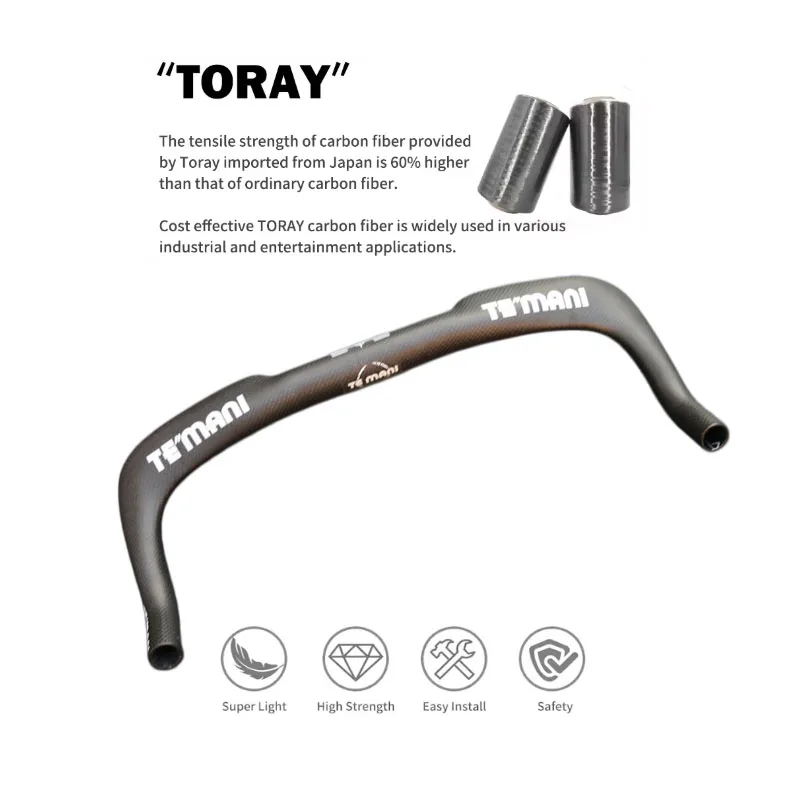Фото Руль TEMANI Ultralight Flat Aero Carbon Bullhorn TT для шоссейных велосипедов и фикс-байков, облегченный, аэродинамический, с изогнутыми концами, запчасть для тюнинга №5