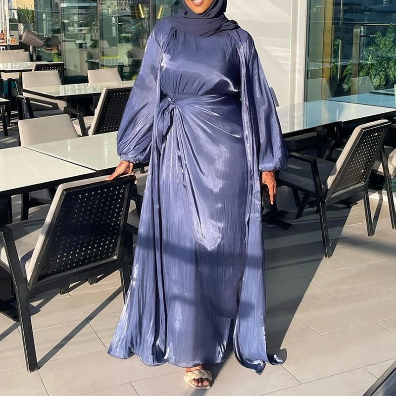 

2022 Muslim Clothing Sets Multi-Color Three-Piece Solid Color Suit Lr491 Lr492 Musulman Ensembles Muslim Sets Hijab