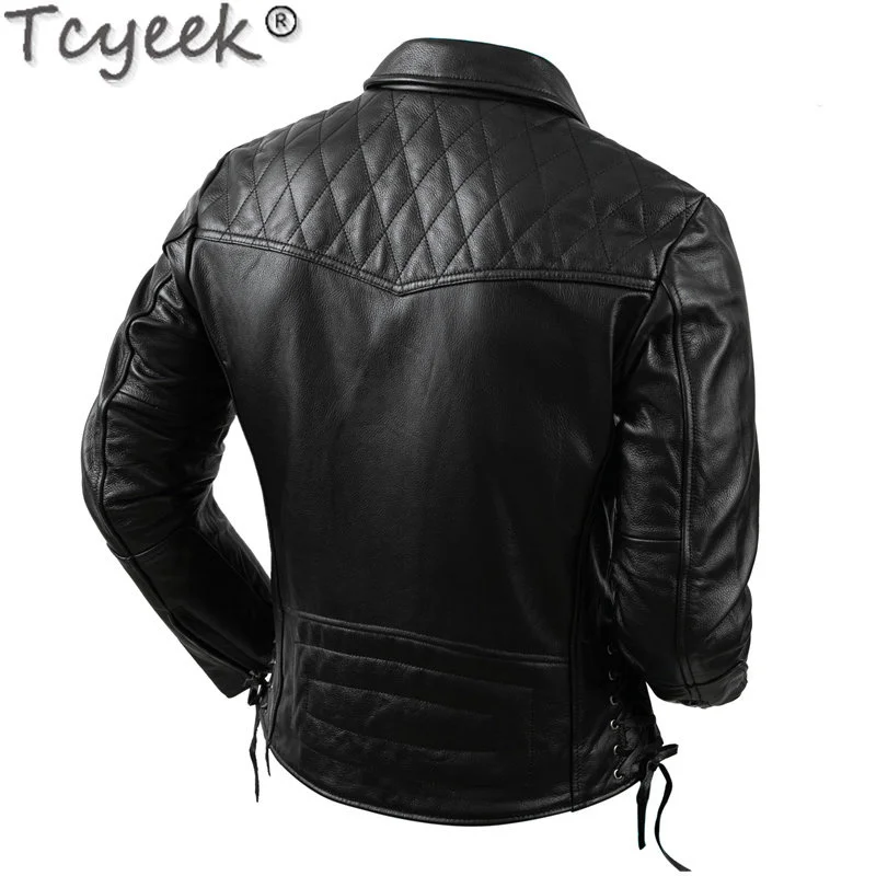 

Fall Spring Genuine Leather Jacket with Protective Bag Short Real Cowhide Coat Men Clothing Chic Moto&biker Jackets Man