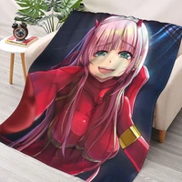 cartoon darling in the franxx 02 cosplay body 3d printed plush flannel blanket adult home bedroom office sofa travel washable