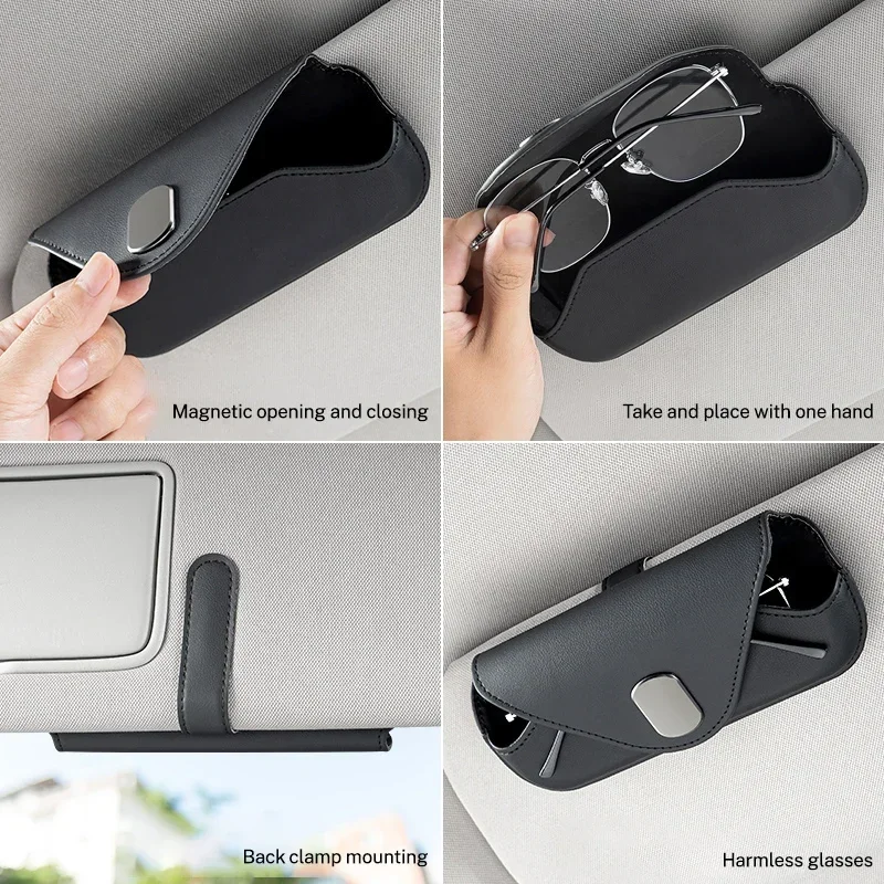 Кожаный автомобильный солнцезащитный козырек чехол для очков зажимы хранения