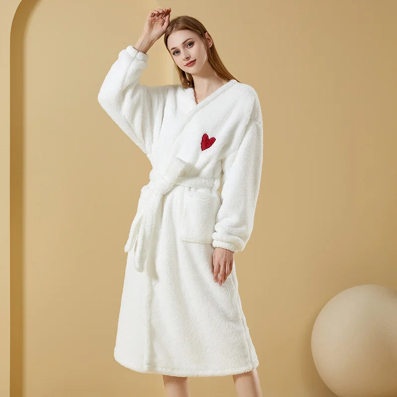 

Женский фланелевый Халат с длинным рукавом, зимний теплый фланелевый Халат для дома