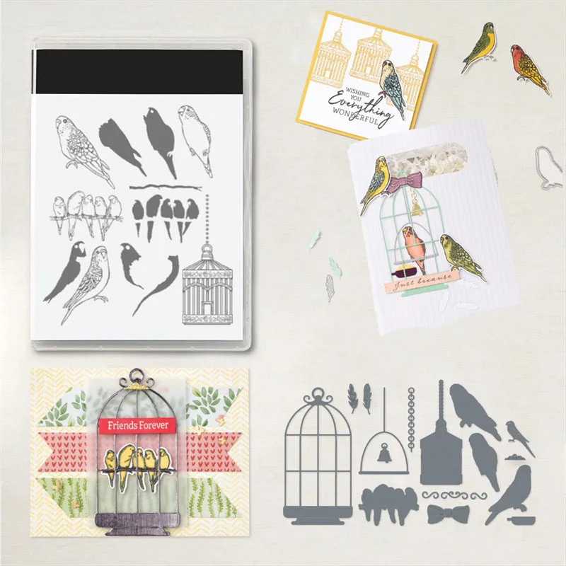 

New Arrival 2022 Bird Metal Cutting Dies and Clear Stamps DIY Scrapbooking Card Stencils Paper Crafts Making Photo Album Decor
