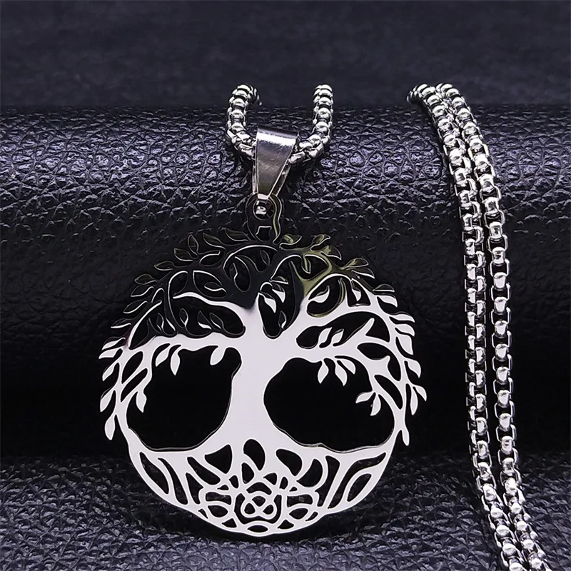 

Tree of Life Pendant Necklace Women/Men Stainless Steel Fortune Necklaces Pendant for Goddess Mother Jewelry colar feminino