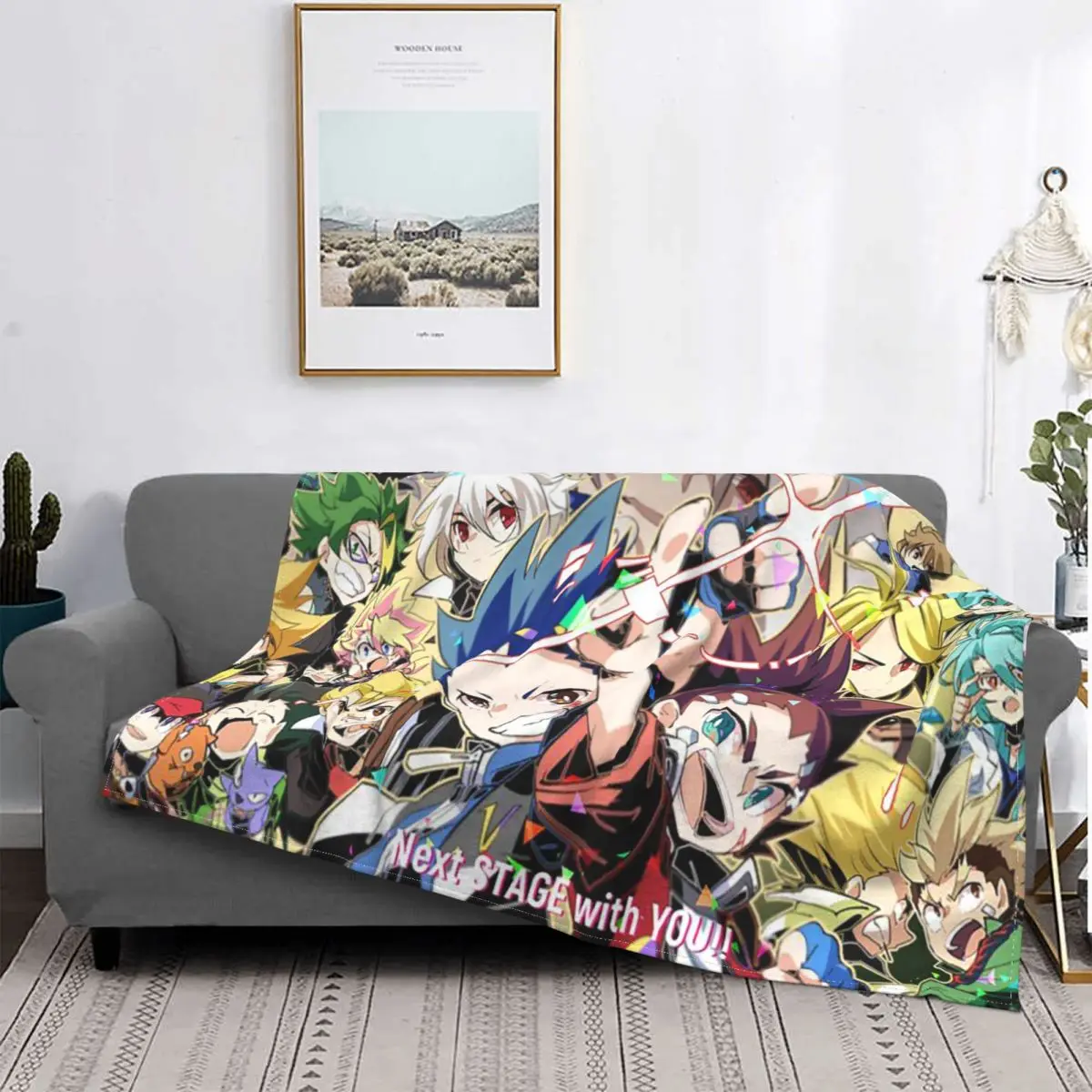 

3D Print Beyblade Burst Blanket Fleece All Season Anime Fashion Portable Thin Throw Blanket for Home Bedroom Bedding Throws