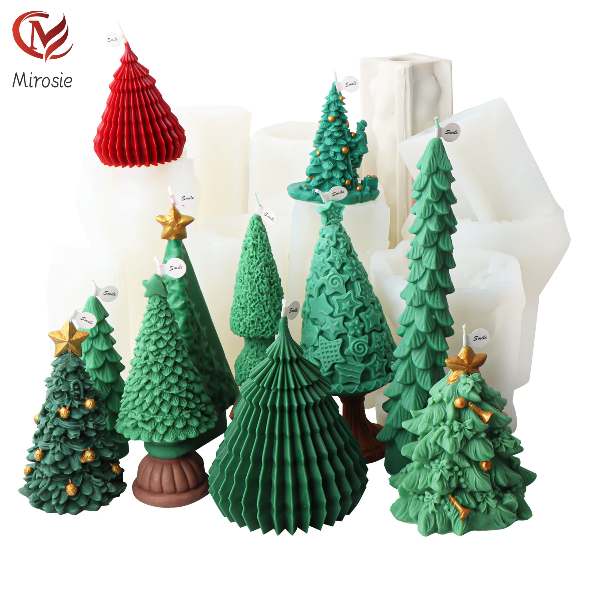 

Mirosie Christmas Tree Candle Molds New Christmas Decoration Handmade Scented Candles Plaster Ornaments Silicone Molds
