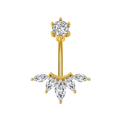 NORDVEST Пирсинг пупка из нержавеющей стали с цирконами