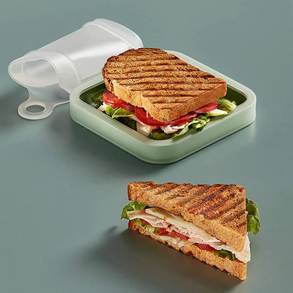 

Portable Silicone Sandwich Toast Bento Box With Handle Food Container Snack Box Student Office Worker Lunch Box