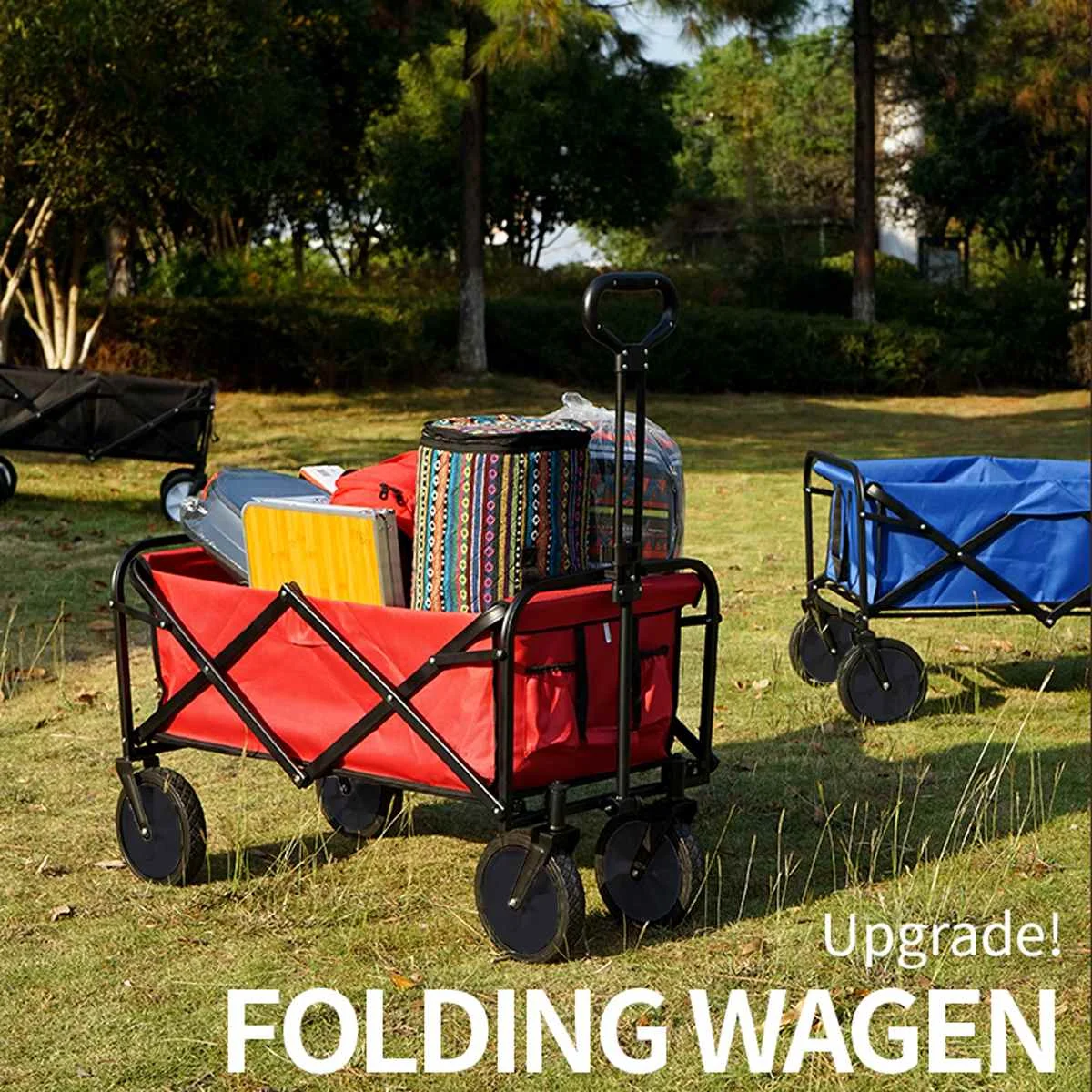 

Уличная Водонепроницаемая Складная садовая тележка для кемпинга, складная тележка для покупок на 120 фунтов с фотоэлементами для путешестви...