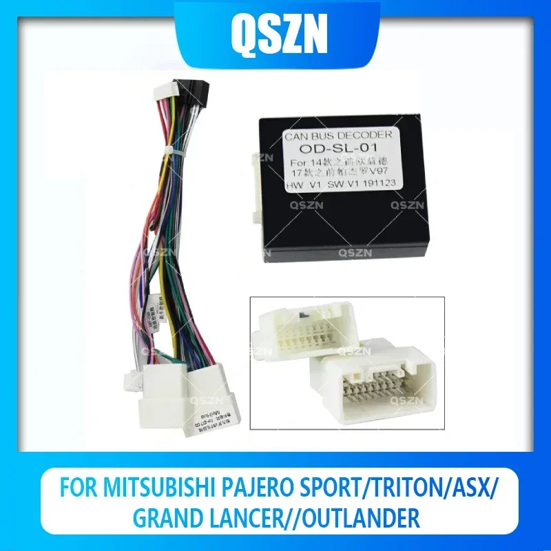 

Декодер QSZN Canbus Box OD-SL-01 для MITSUBISHI PAJERO Grand Lancer 2006-2014, кабель для подключения автомагнитолы, силовой кабель для автомобиля.