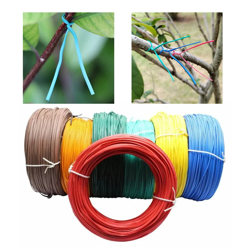 

100M Gardening Cable Tie Multifunctional Fixed Galvanized Iron Wire for Flowers and Plants Reusable Iron Wire Winding Tie Color