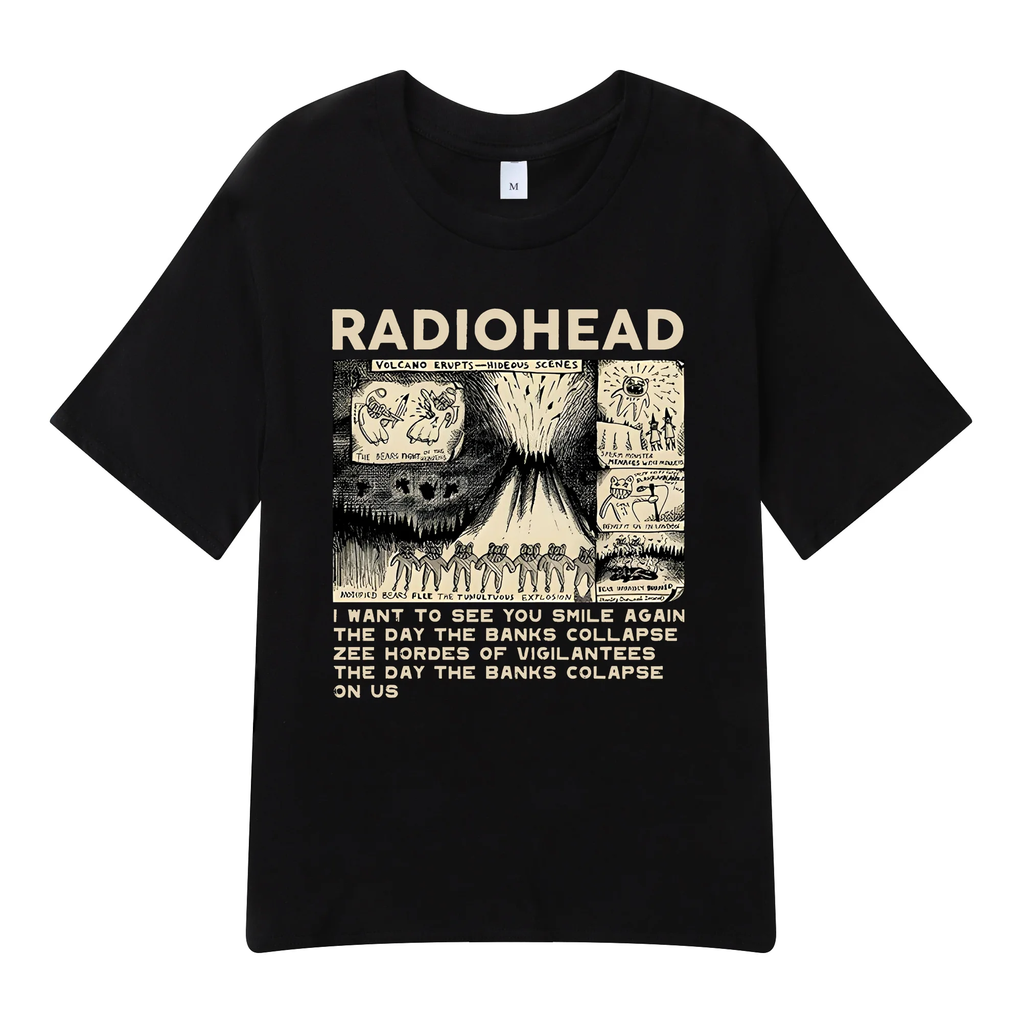 

Radiohead Vintage Print Women T Shirt New Short Sleeve Unisex T-shirts Hip Hop Rock Band Music Album Tees Harajuku Male Tops