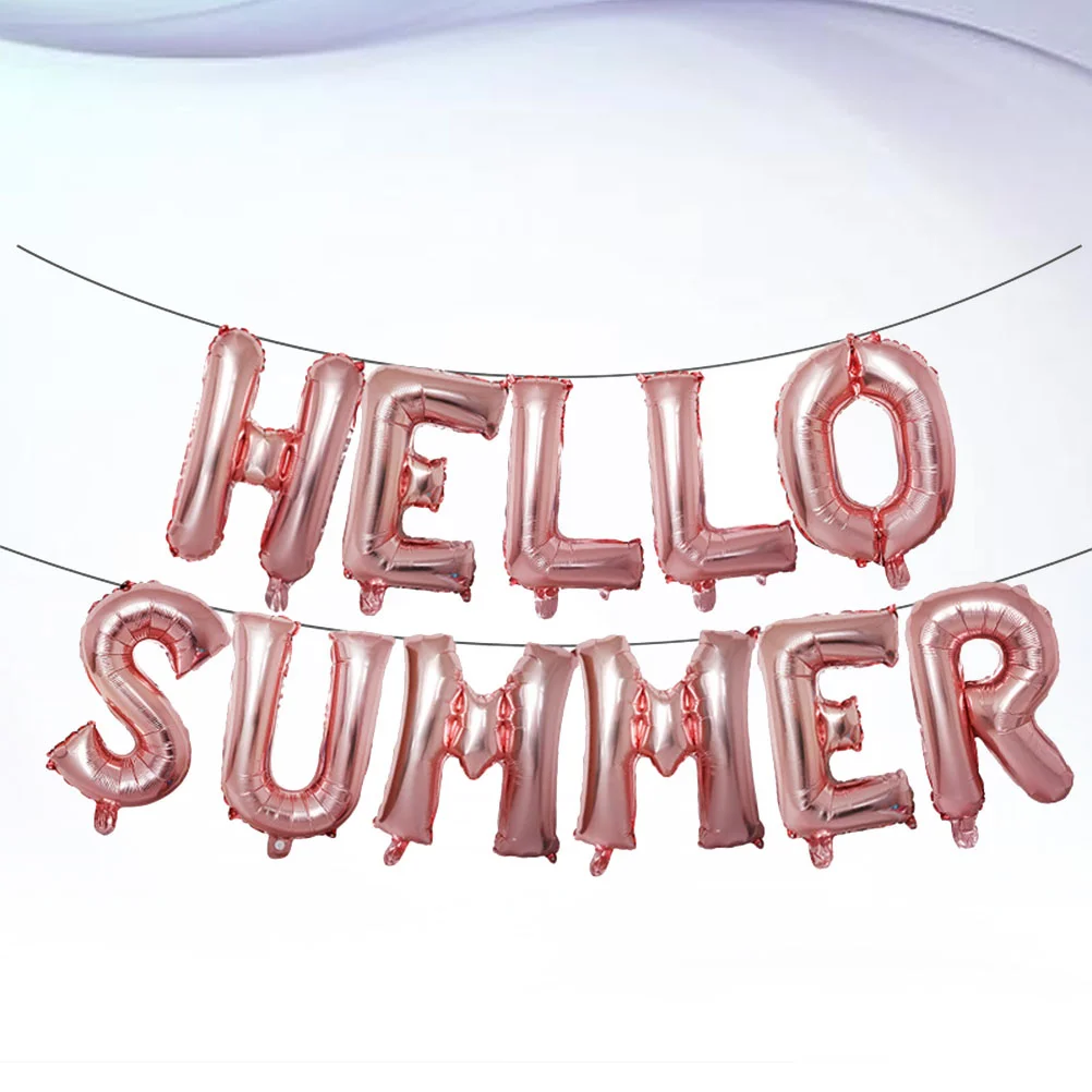 

Balloons Summer Party Balloonhello Letter Banner Aluminum Decoration Favors Celebration Garland Decorative Goldenaloha Rose