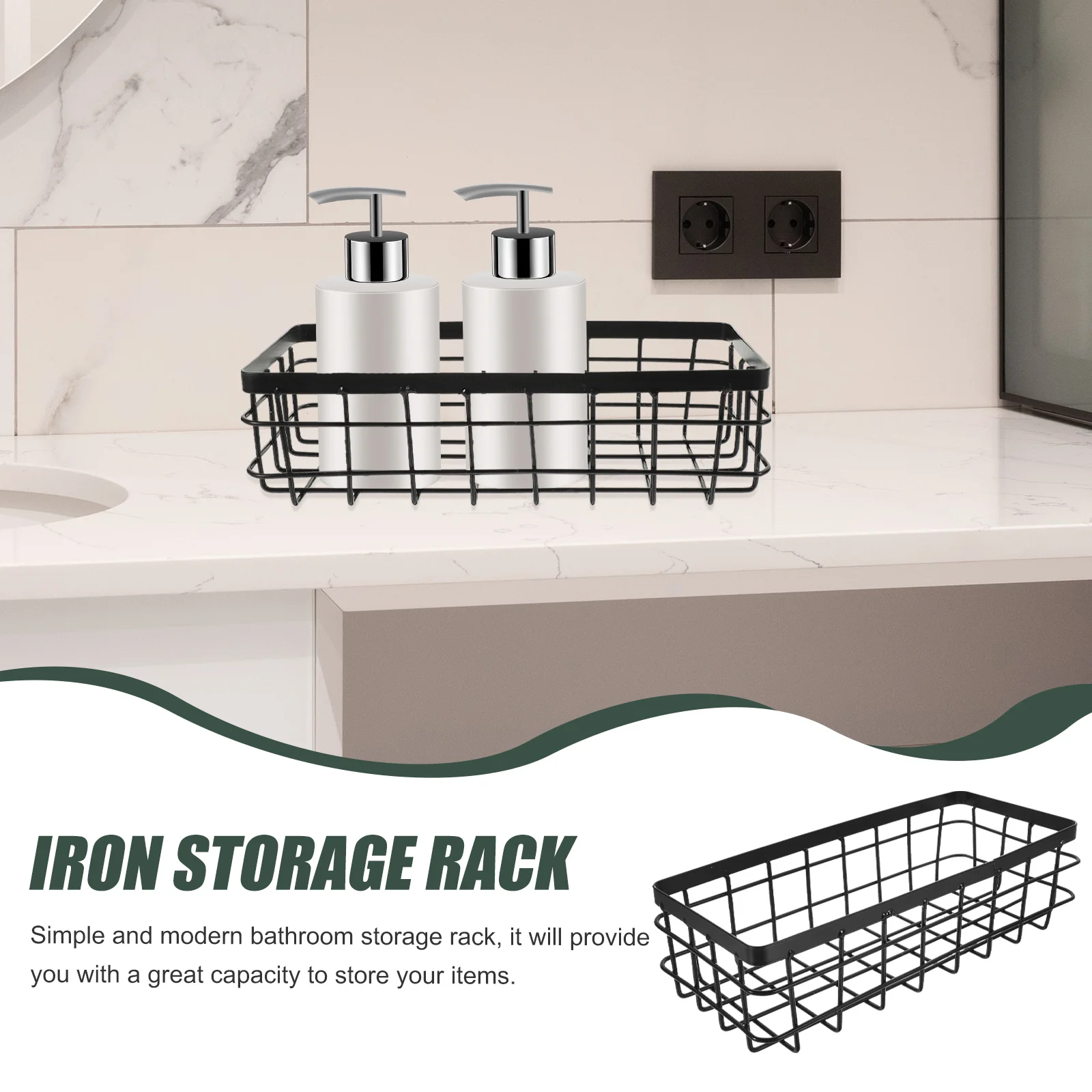 Полки Металлическая корзина для хранения Черная угловая полка Настенный