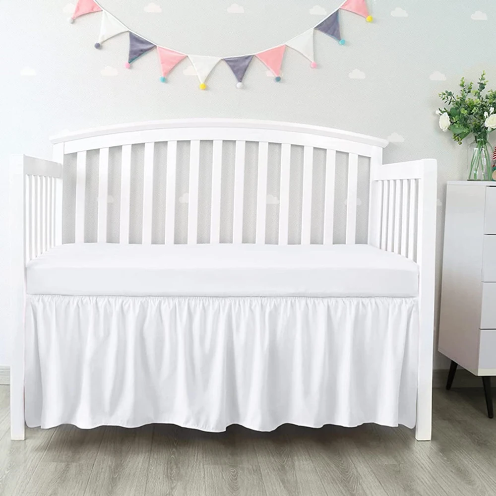 

Child Bed Skirt Bedroom Bedspread Single Layer Pleated Baby Kids Crib Bed Skirt Bedsheet Home Bedding Bed Cover 71x132-36cm Drop