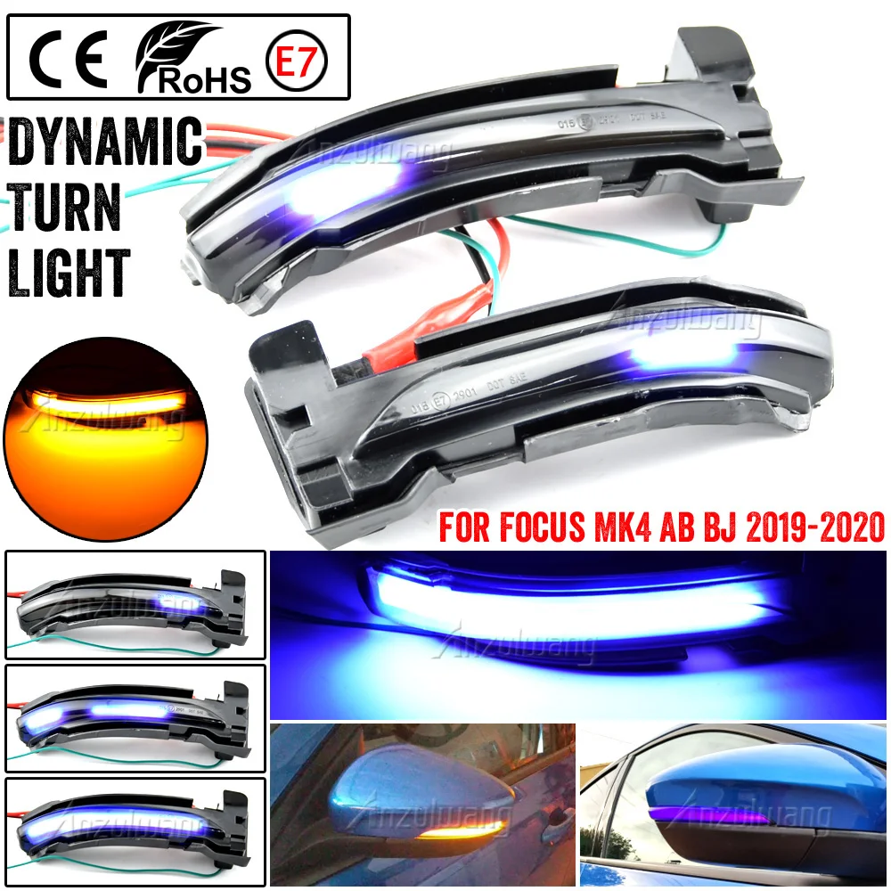 

Светодиодный динамический поворотный сигнал, последовательный боковой зеркальный индикатор для Ford Focus Mk4 2019-2020, 2 шт.