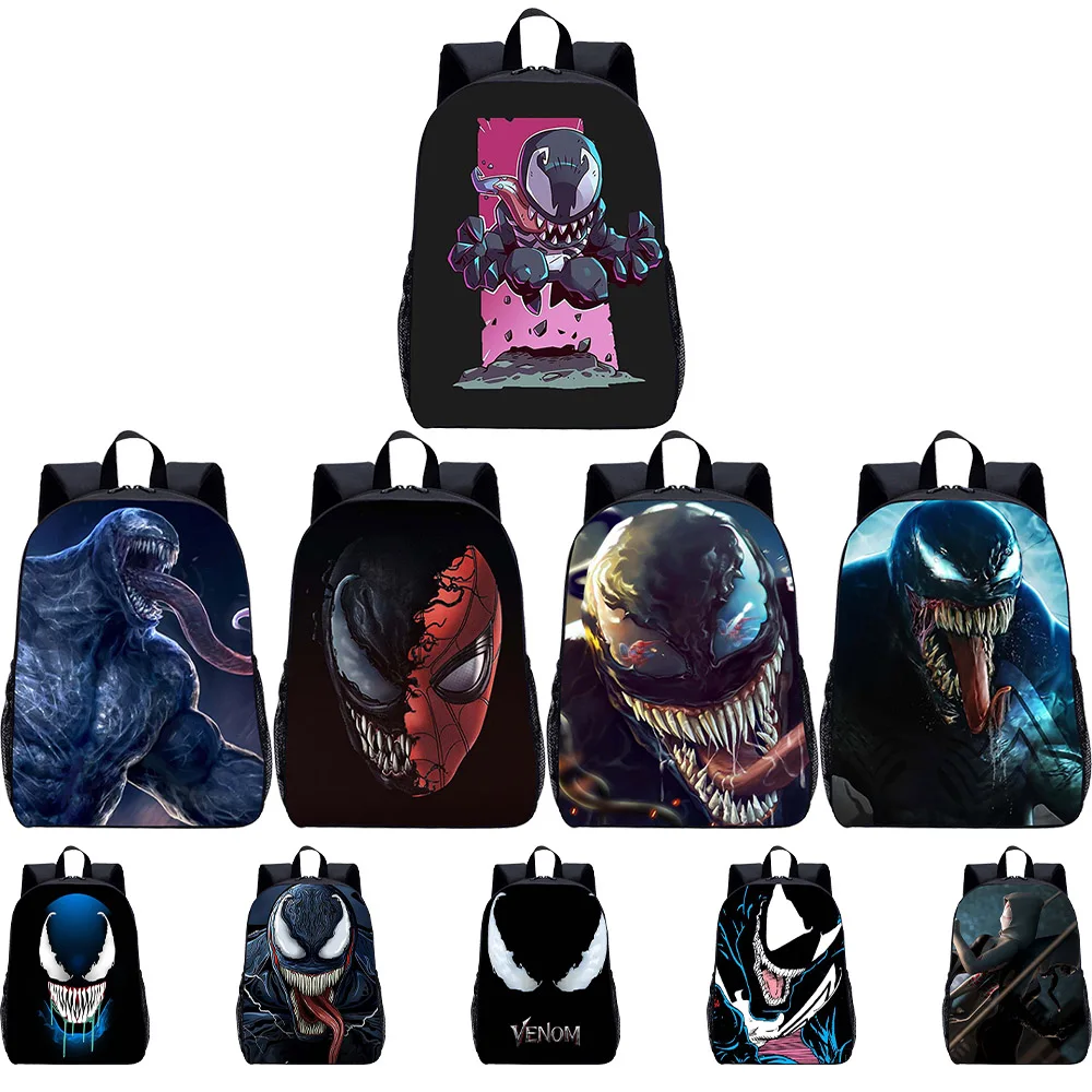 

Disney Print Marvel Cartoon Venom Сумка для начальной школы 15-дюймовый дышащий износостойкий рюкзак из полиэстера для мальчиков