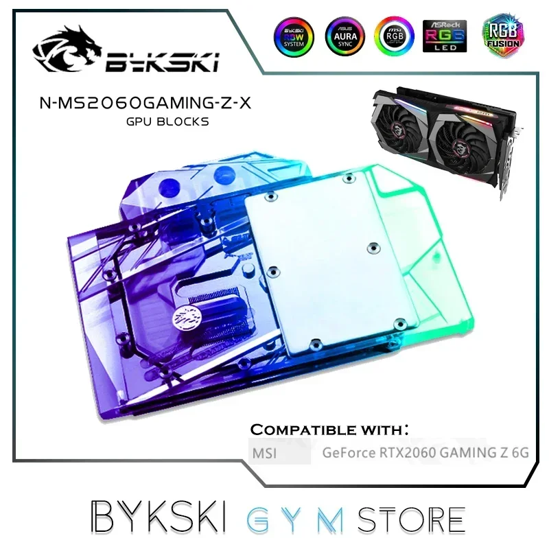 Фото Водяной блок графического процессора Bykski для VGA MSI RTX2060 GAMING Z/VENTUS, водяное охлаждение видеокарты, радиатор VGA, 5 В/12 В N-MS2060GAMING-Z-X №1