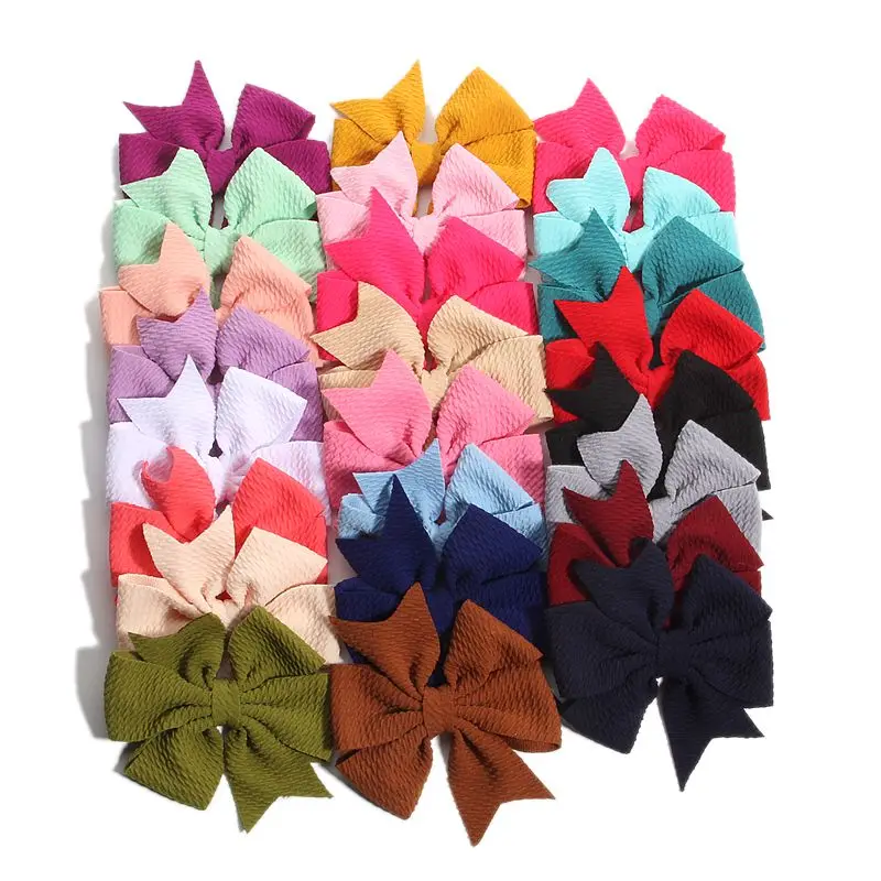 

10PCS New 9CM 3.5" Solid Bubble Seersucker Waffle Hair Bows Clip For Kids Girls Hair Accessories Bow Knot Boutique Head Wear