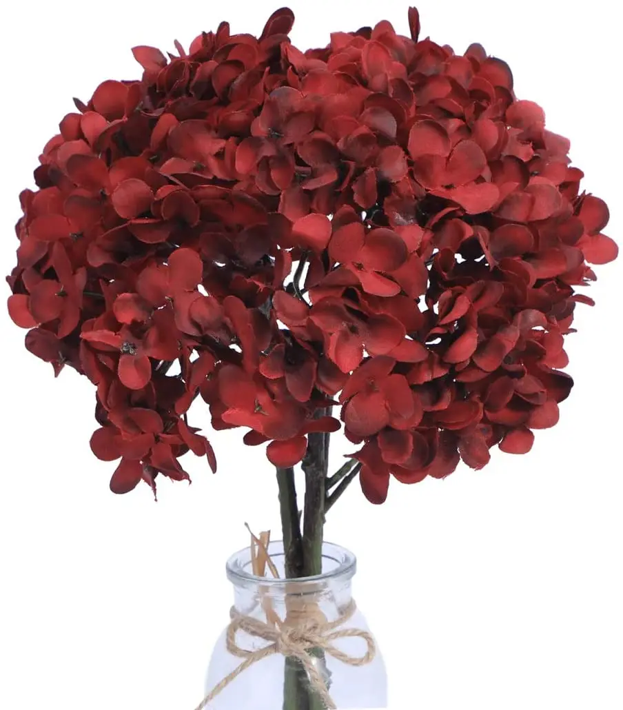 

Hydrangea Artificial Flowers Red Faux Flowers Bundles Silk Flowers with Stems Floral Arrangements Artificial Centerpieces