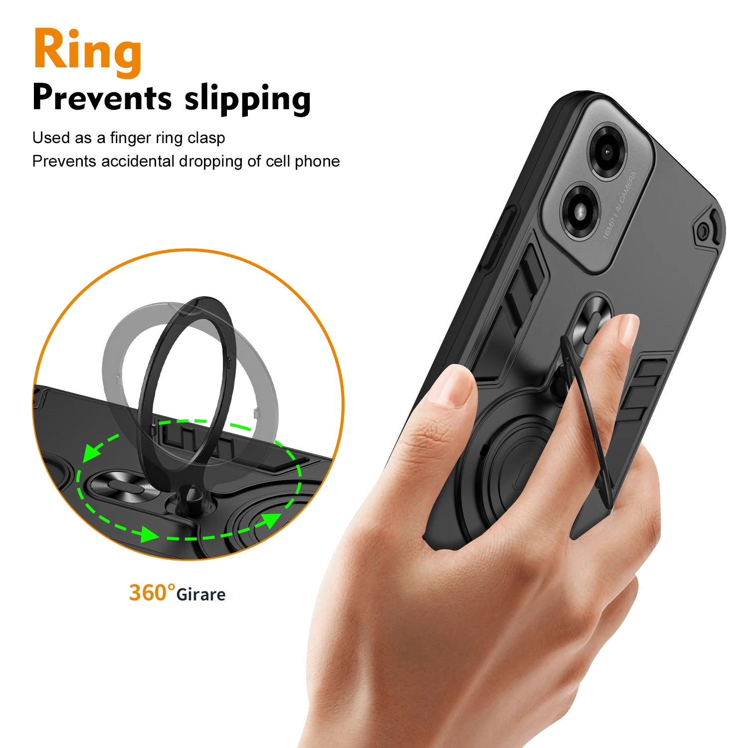 Бронированный чехол для Motorola Moto G04 G04s G24 автомобильное крепление магнитный