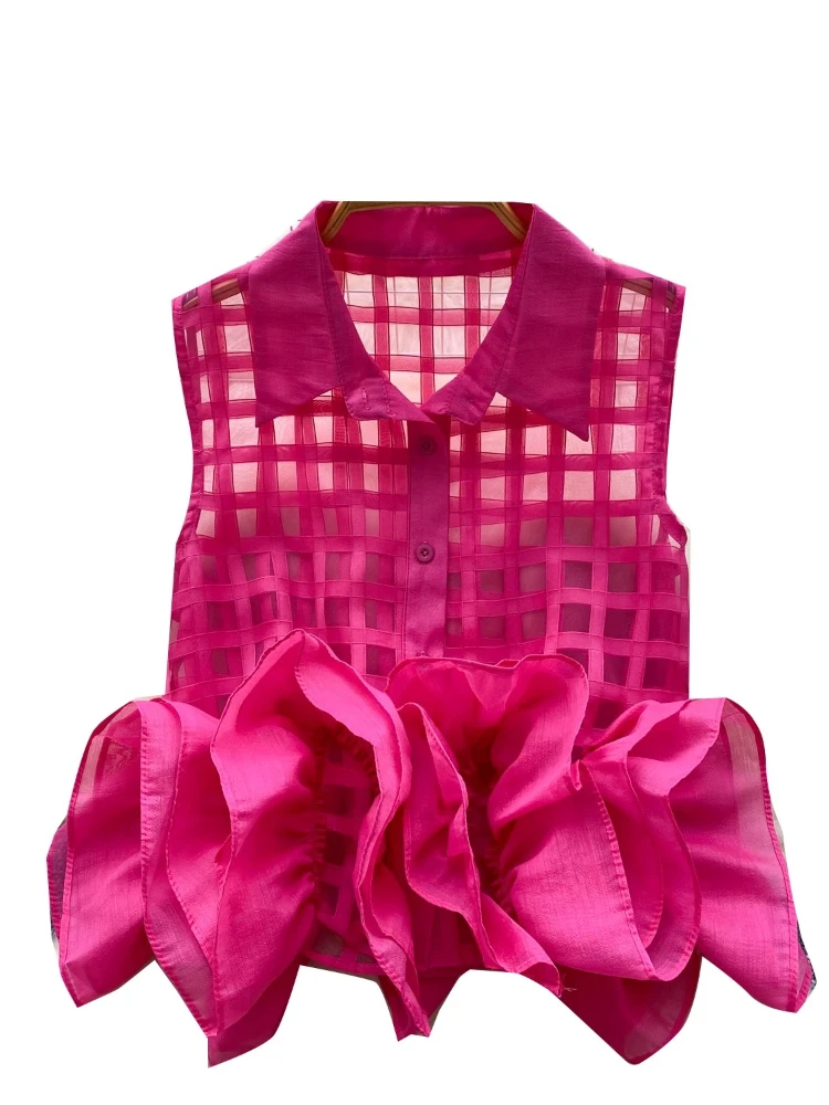 Блузка с 3d оборками по подолу Mujer новые летние рубашки и блузки вырезом на лацкане