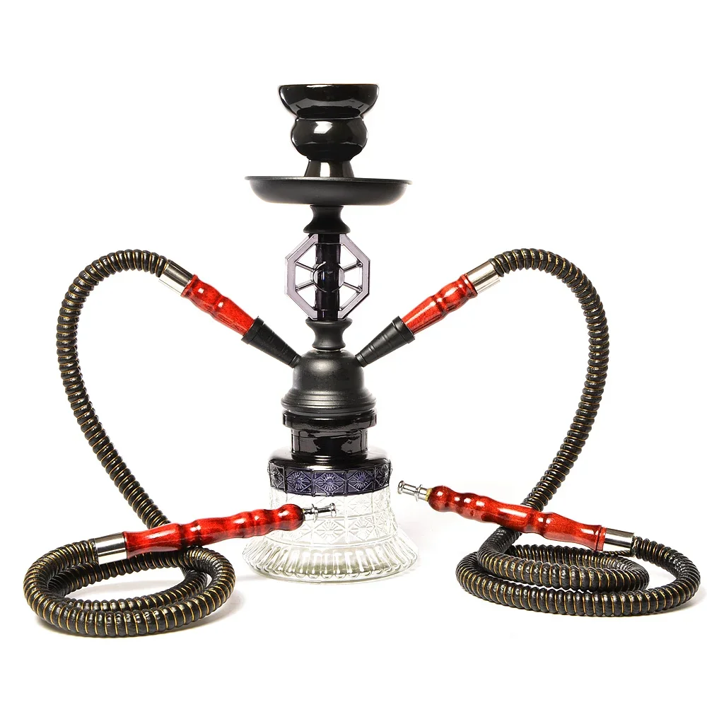 

Bowl Dropshipping Hose Glass Coal Tongs Chichas Double With Pipe Narguile Portable Hookah Nargile Small Travel Shisha Set