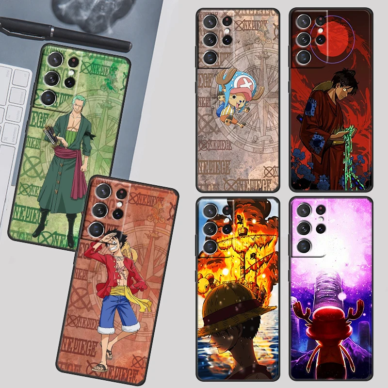 

Anime One Piece Luffy Zoro Case For Samsung Galaxy S22 S21 S20 Ultra Plus Pro S10 S9 S8 S7 4G 5G Soft TPU Black Phone Cover Capa