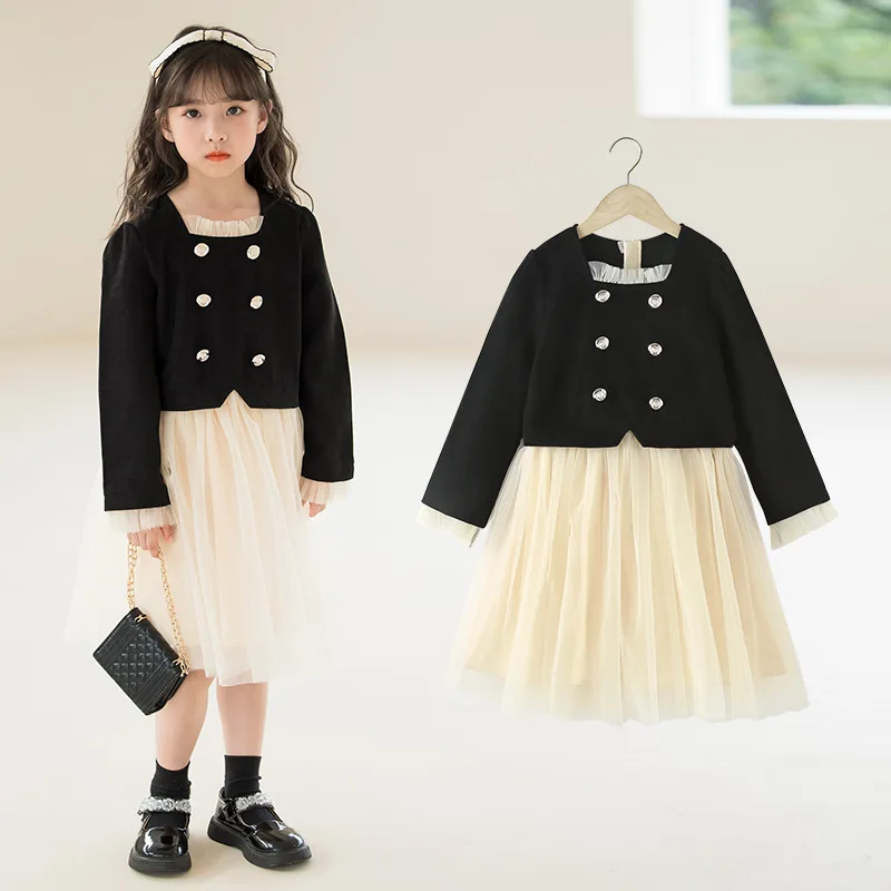 

2023 Korean Spring Autumn Children One-piece Dress Kids Dresses For Girls Puffy Dress For Girls Long Sleeve Dresses For Girls