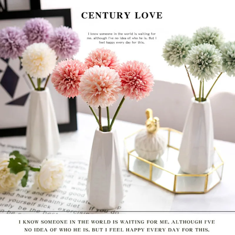 

1/3/5PcsBunch Artificial Flower Bouquet Silk Dandelion Flower Ball Fake Flowers DIY Home Widding Decoration Valentines Day Gifts