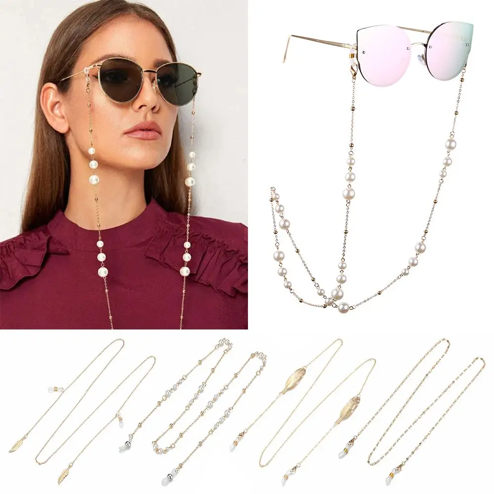 

Accessories Necklace for Glasses Pearls Sunglasses Holder Eyeglass Chains Reading Glasses Lanyard Leaves Glasses Chains