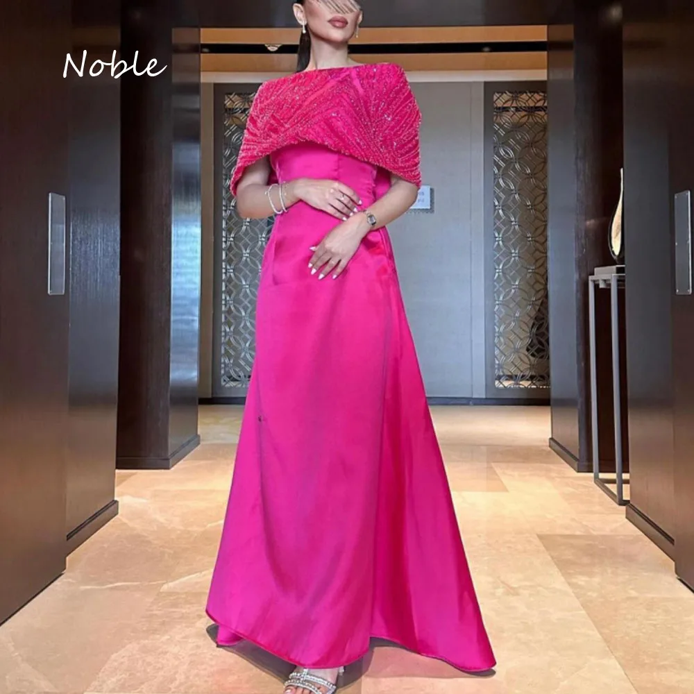 

Noble Exquisite Beading Appliques Off the Shoulder Satin Evening Dress 2023 Floor-Length Slim Half Sleeve A-LINE High-end Custom