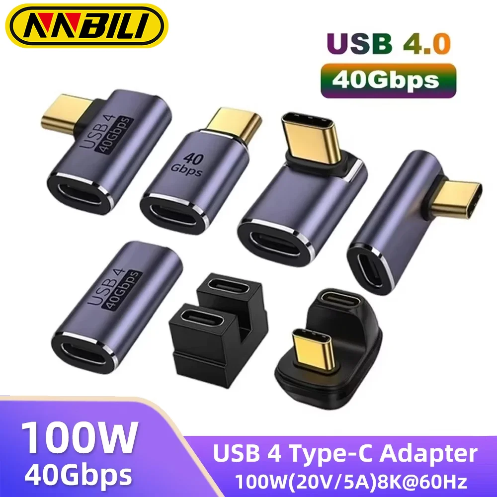 NNBILI USB4.0 40 Гбит/с OTG USB C 90 градусов адаптер 100 Вт 5A в тип для быстрой зарядки данных