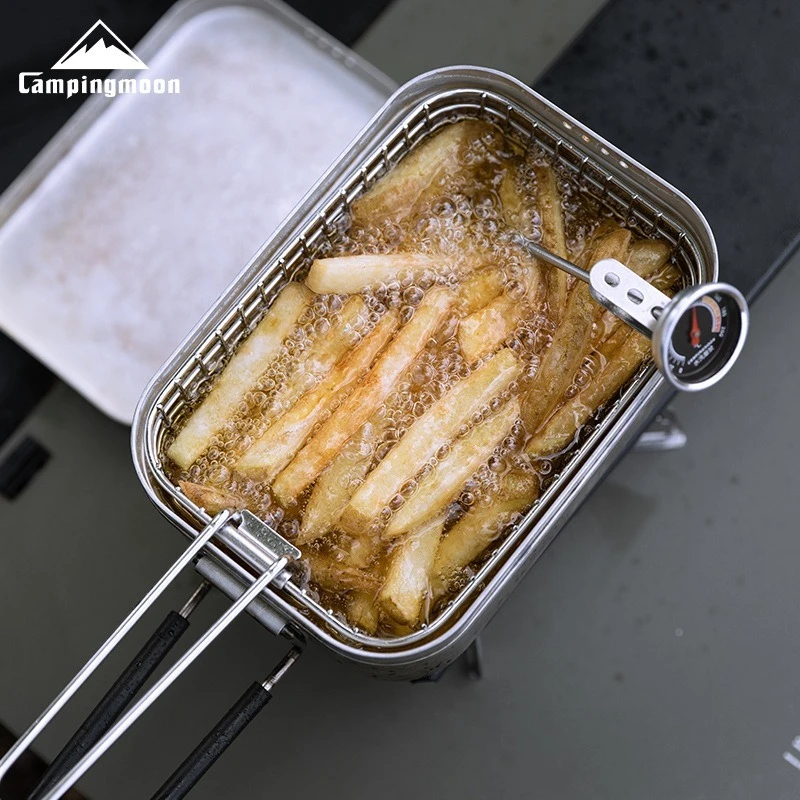 CAMPINGMOON S-1218 Складная сетка для жарки из нержавеющей стали кемпинга картофеля фри