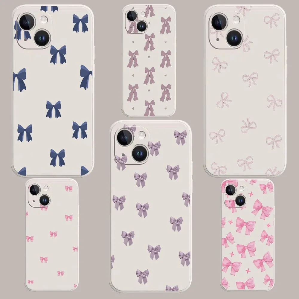 Beautiful And Cute Bow Phone Case For Iphone 11 13 14 Pro Max X Xr Xs Se2020 12mini White Cover
