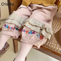 criscky 2022 baby boys girls summer casual harem embroidery pants kids clothes children trousers breathable