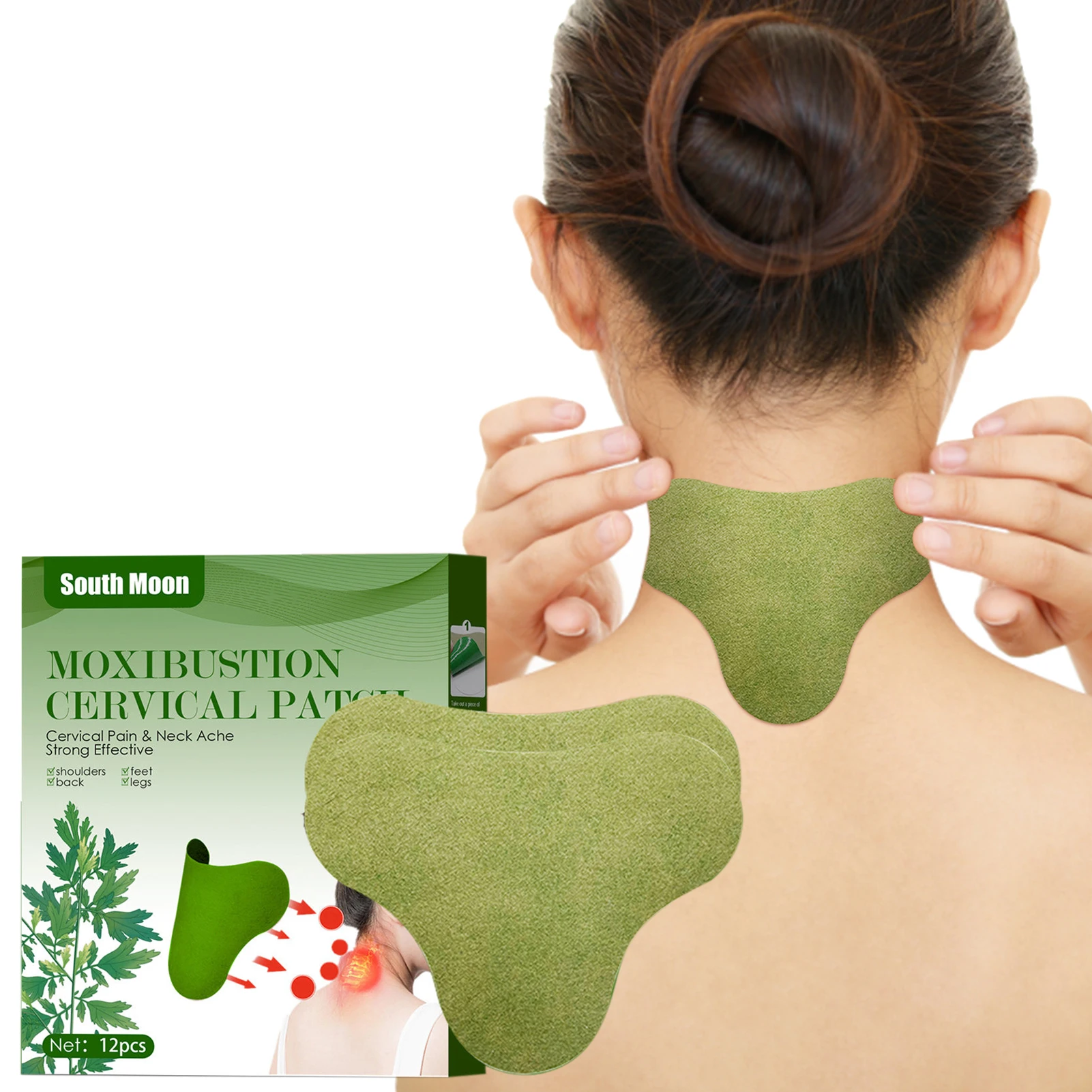 

12pcs Moxibustion Cervical Patch 12pcs Cervical Vertebrae Pains Relief Patches Herbal Heating Stickers Fatigue Relief Chinese